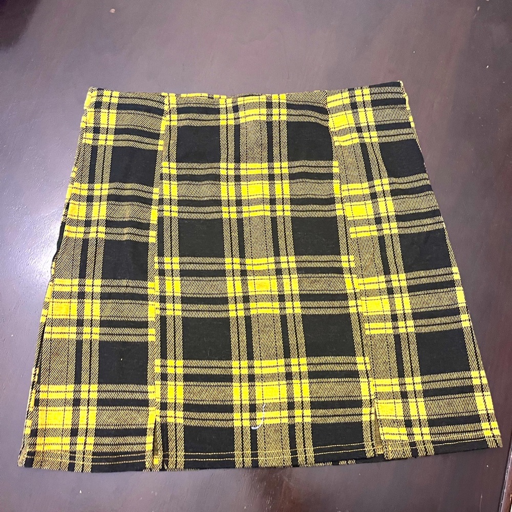Black and Yellow Plaid Miniskirt